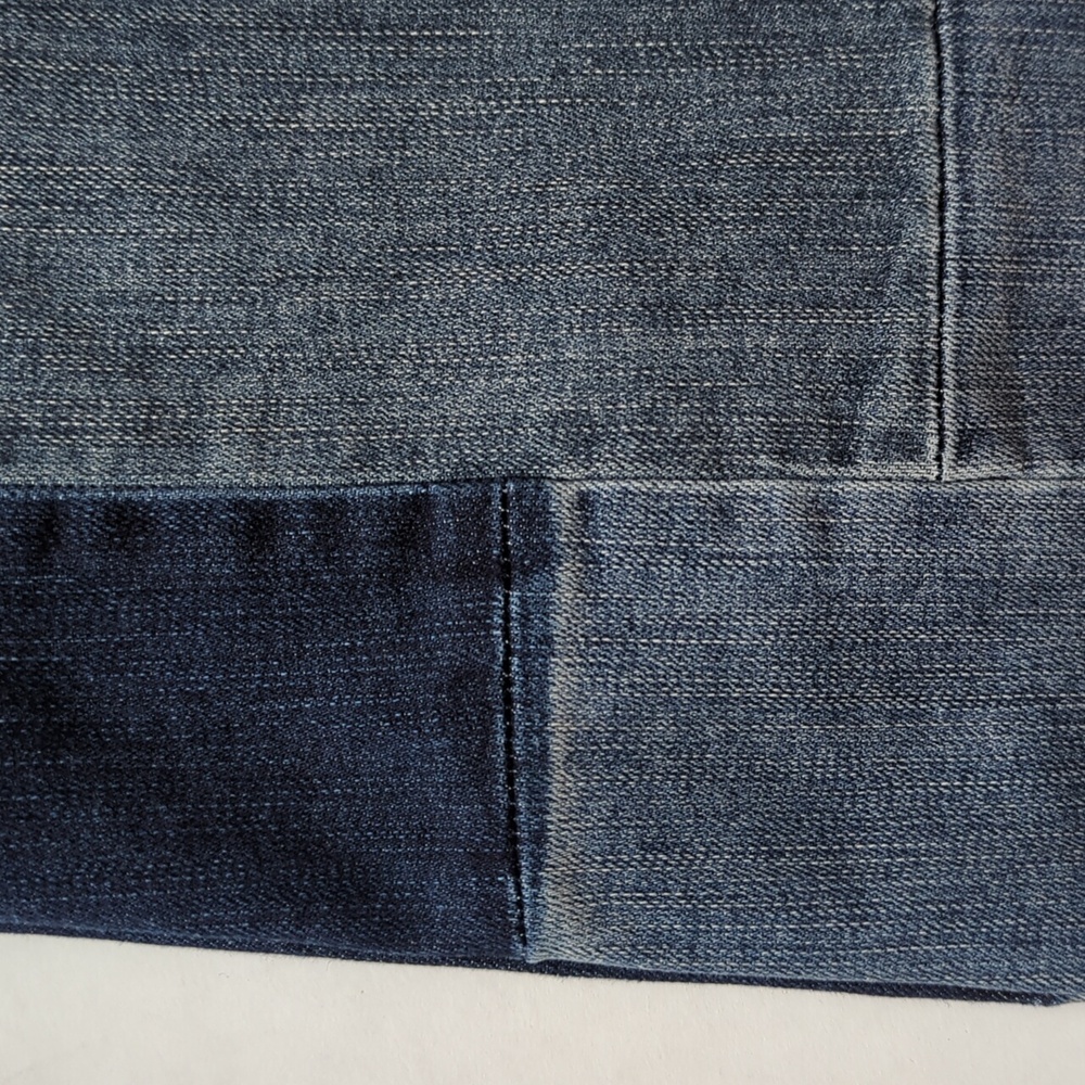 INC Patchwork Regular Fit Skinny Leg Raw Hem Distressed Denim Jeans 8 Blue - Picture 15 of 16